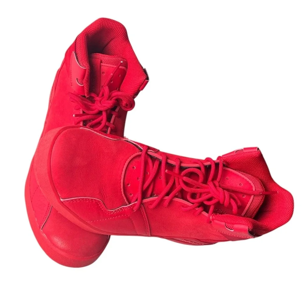 Adidas Men's 8 Red Leather High Top Basketball Sneakers
